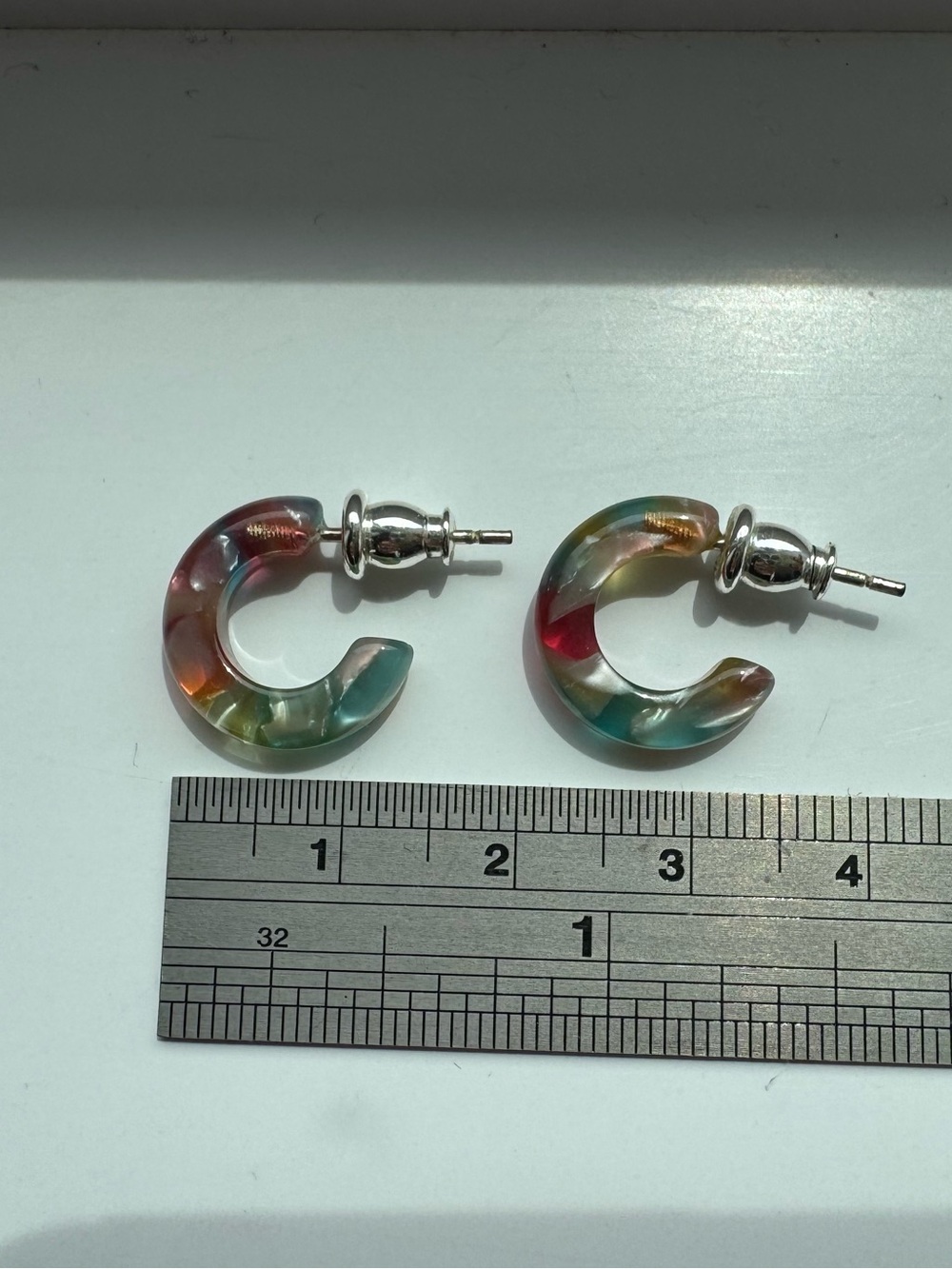 Multicolor rainbow acetate Hoop Earrings - Colorful Garden hoops